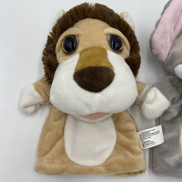 SET of 2 Kelly Toy Adorable Plush Hand PUPPETS Elephant and Lion 2 PC LOT Zoo - Picture 2 of 15